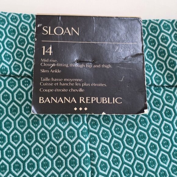 Banana Republic Pants Women 14 Green Geo Pockets Sloan Fit Stretch Ankle Office - Picture 12 of 16